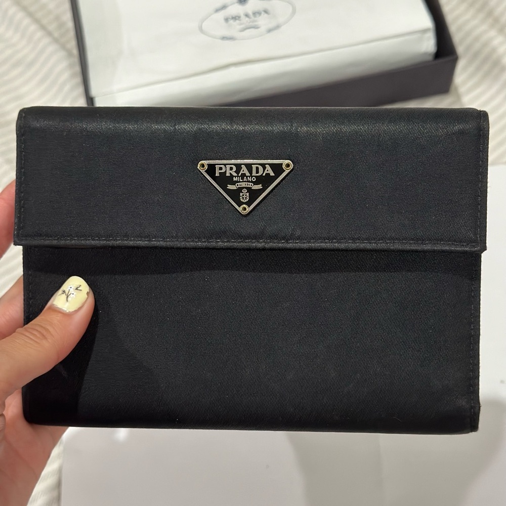 Prada tri fold wallet